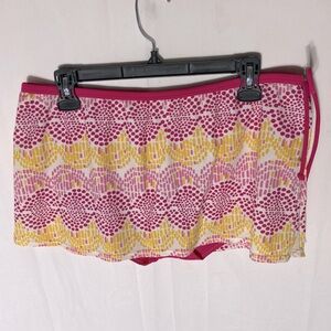5/$25 Pink Yellow Dots Print Bikini Bottom Swim Skirt L